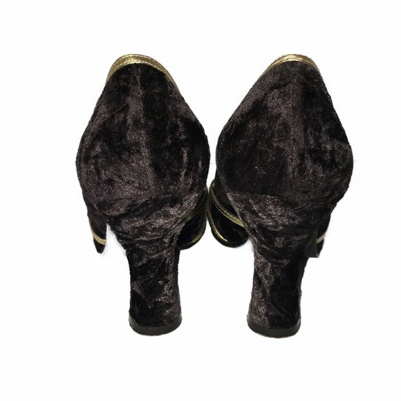 Nine West Crushed Velvet Heels with Gold Trim Size - Picture 7 of 11